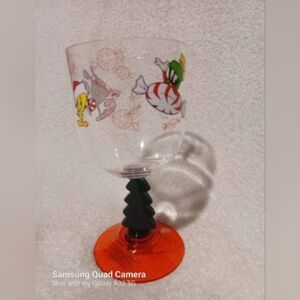Vintage Looney tunes plastic drinking stemmed Christmas goblet